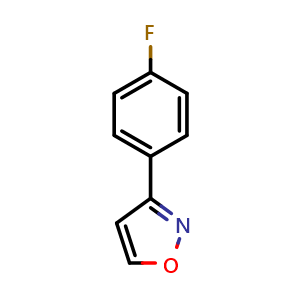 Chemical structure of 3-(4-Fluorophenyl)isoxazole , CAS 651059-64-2, AChemBlock W159730