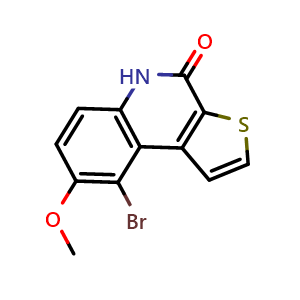 Chemical structure of 9-Bromo-8-methoxythieno[2,3-c]quinolin-4(5H)-one , CAS 1338543-57-9, AChemBlock W159758