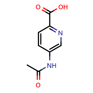Chemical structure of 5-Acetamidopicolinic acid , CAS 86873-62-3, AChemBlock W159775