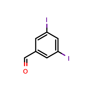 Chemical structure of 3,5-Diiodobenzaldehyde , CAS 17352-25-9, AChemBlock W159786