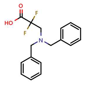Chemical structure of 3-(Dibenzylamino)-2,2-difluoropropanoic acid , CAS 890146-60-8, AChemBlock W159788