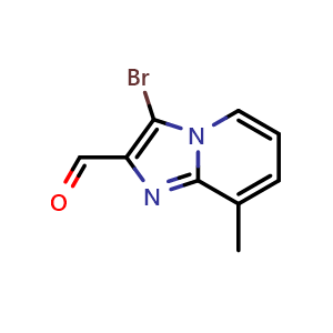 Chemical structure of 3-Bromo-8-methylimidazo[1,2-a]pyridine-2-carbaldehyde , CAS 175878-06-5, AChemBlock W159814