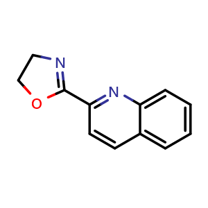 Chemical structure of 2-(Quinolin-2-yl)-4,5-dihydrooxazole , CAS 202191-12-6, AChemBlock W159824