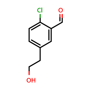 Chemical structure of 2-Chloro-5-(2-hydroxyethyl)benzaldehyde , CAS 1179337-94-0, AChemBlock W159837