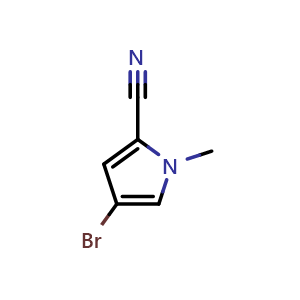 Chemical structure of 4-bromo-1-methyl-pyrrole-2-carbonitrile , CAS 1289207-30-2, AChemBlock W159864
