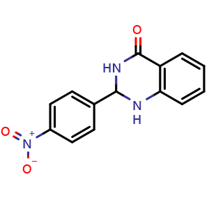 Chemical structure of 2-(4-Nitrophenyl)-2,3-dihydroquinazolin-4(1H)-one , CAS 26029-31-2, AChemBlock W159876