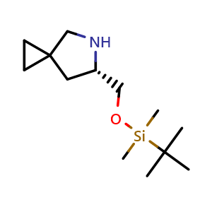 Chemical structure of (S)-6-(((tert-Butyldimethylsilyl)oxy)methyl)-5-azaspiro[2 4]heptane , CAS 2305842-41-3, AChemBlock W159891