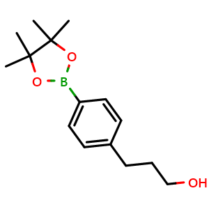 Chemical structure of 3-(4-(4,4,5,5-Tetramethyl-1,3,2-dioxaborolan-2-yl)phenyl)propan-1-ol , CAS 651030-57-8, AChemBlock W159895