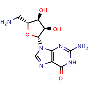 Chemical structure of 5'-Amino-5'-deoxyguanosine , CAS 4099-84-7, AChemBlock W159923