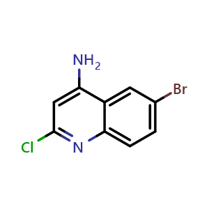 Chemical structure of 6-Bromo-2-chloroquinolin-4-amine , CAS 1256834-38-4, AChemBlock W159944