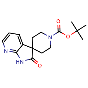 Chemical structure of tert-Butyl 2'-oxo-1',2'-dihydrospiro[piperidine-4,3'-pyrrolo[2,3-b]pyridine]-1-carboxylate , CAS 885031-86-7, AChemBlock W159947