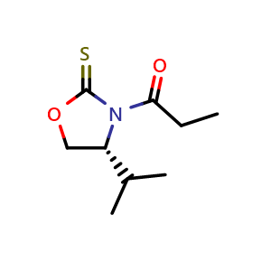 Chemical structure of 1-[(4R)-4-(1-Methylethyl)-2-thioxo-3-oxazolidinyl]-1-propanone , CAS 1252686-51-3, AChemBlock W159956