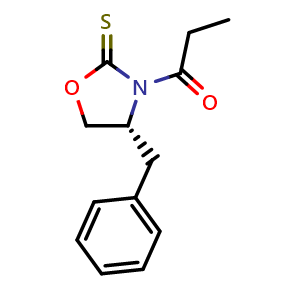 Chemical structure of 1-[(4R)-4-(Phenylmethyl)-2-thioxo-3-oxazolidinyl]-1-propanone , CAS 334968-78-4, AChemBlock W159959