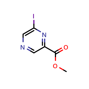 Chemical structure of methyl 6-iodopyrazine-2-carboxylate , CAS 1603172-68-4, AChemBlock W159969