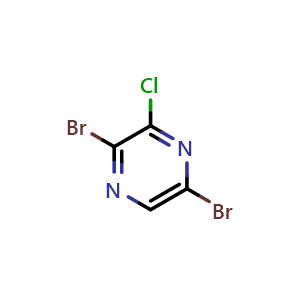 Chemical structure of 2,5-Dibromo-3-chloropyrazine , CAS 21943-16-8, AChemBlock W159974
