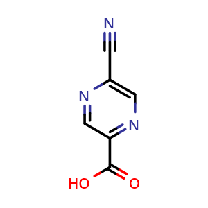 Chemical structure of 5-Cyanopyrazine-2-carboxylic acid , CAS 1211533-09-3, AChemBlock W159978