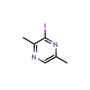 Chemical structure of 3-Iodo-2,5-dimethylpyrazine , CAS 59021-15-7, AChemBlock W159980
