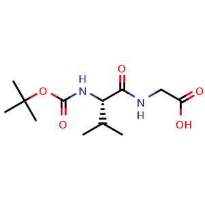 Chemical structure of (tert-Butoxycarbonyl)-L-valylglycine , CAS 45233-75-8, AChemBlock W159990