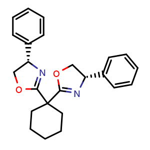 Chemical structure of (4S,4'S)-2,2'-Cyclohexylidenebis[4,5-dihydro-4-phenyloxazole] , CAS 2185014-88-2, AChemBlock W160008