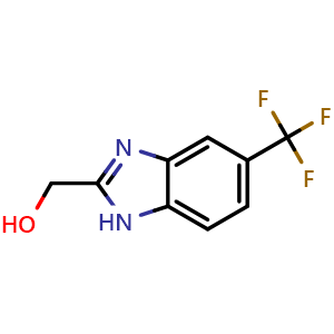 Chemical structure of [5-(trifluoromethyl)-1H-benzimidazol-2-yl]methanol , CAS 6758-34-5, AChemBlock W160020