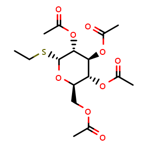 Chemical structure of ethyl 2,3,4,6-tetra-o-acetyl-alpha-d-thioglucopyranoside , CAS 41670-79-5, AChemBlock W160026