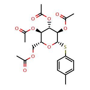 Chemical structure of 4-Methylphenyl 2,3,4,6-tetra-O-acetyl-1-thio-beta-D-glucopyranoside , CAS 28244-94-2, AChemBlock W160028