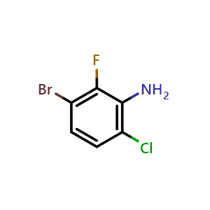Chemical structure of 3-Bromo-6-chloro-2-fluoroaniline , CAS 943830-81-7, AChemBlock W160069
