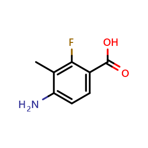Chemical structure of 4-Amino-2-fluoro-3-methylbenzoic acid , CAS 194804-84-7, AChemBlock W160071