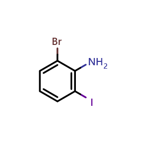 Chemical structure of 2-Bromo-6-iodoaniline , CAS 84483-27-2, AChemBlock W160082