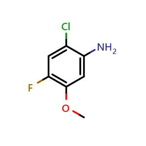 Chemical structure of 2-Chloro-4-fluoro-5-methoxy-phenylamine , CAS 98404-04-7, AChemBlock W160088