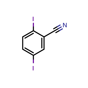 Chemical structure of 2,5-Diiodobenzonitrile , CAS 79887-24-4, AChemBlock W160089