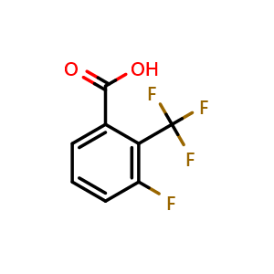 Chemical structure of 3-Fluoro-2-trifluoromethylbenzoic acid , CAS 261951-80-8, AChemBlock W160091