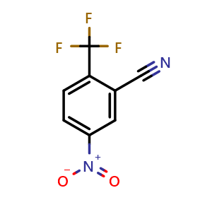Chemical structure of 5-Nitro-2-(trifluoromethyl)benzonitrile , CAS 887350-95-0, AChemBlock W160092