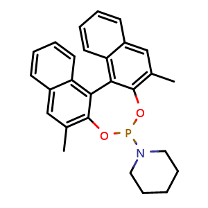 Chemical structure of 1-((11bR)-2,6-dimethyldinaphtho[2,1-d:1',2'-f][1,3,2]dioxaphosphepin-4-yl)piperidine , CAS 864529-90-8, AChemBlock W160116