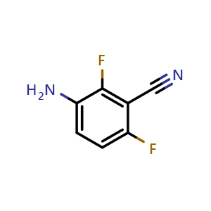 Chemical structure of 2,4-Difluoro-3-cyanoaniline , CAS 143879-78-1, AChemBlock W160129