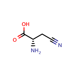Chemical structure of beta-cyano-L-Alanine , CAS 6232-19-5, AChemBlock W160134