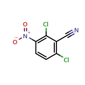 Chemical structure of 2,6-dichloro-3-nitro-benzonitrile , CAS 5866-98-8, AChemBlock W160146