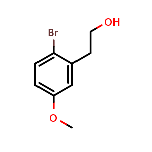 Chemical structure of 2-(2-Bromo-5-methoxyphenyl)ethan-1-ol , CAS 75534-35-9, AChemBlock W160158