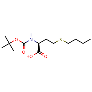 Chemical structure of N-(tert-Butoxycarbonyl)-S-butylhomocysteine , CAS 1396969-20-2, AChemBlock W160167