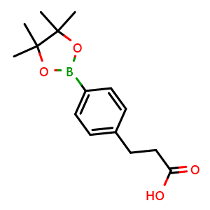 Chemical structure of 3-(4-(4,4,5,5-Tetramethyl-1,3,2-dioxaborolan-2-yl)phenyl)propanoic acid , CAS 797755-11-4, AChemBlock W160174
