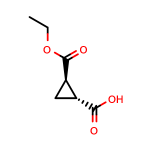 Chemical structure of trans-2-(Ethoxycarbonyl)cyclopropanecarboxylic acid , CAS 31420-66-3, AChemBlock W160175
