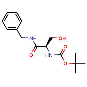 Chemical structure of tert-Butyl (R)-(1-(benzylamino)-3-hydroxy-1-oxopropan-2-yl)carbamate , CAS 1253790-58-7, AChemBlock W160190