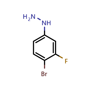 Chemical structure of (4-Bromo-3-fluorophenyl)hydrazine , CAS 227015-68-1, AChemBlock W160203