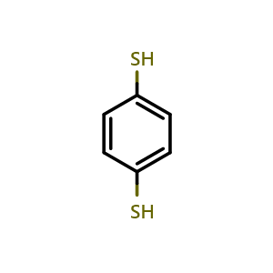Chemical structure of Benzene-1,4-dithiol , CAS 624-39-5, AChemBlock W160212