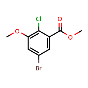 Chemical structure of Methyl 5-bromo-2-chloro-3-methoxybenzoate , CAS 697762-67-7, AChemBlock W160216