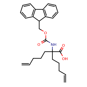 Chemical structure of 2-((((9H-Fluoren-9-yl)methoxy)carbonyl)amino)-2-(pent-4-en-1-yl)hept-6-enoic acid , CAS 1068435-19-7, AChemBlock W160222