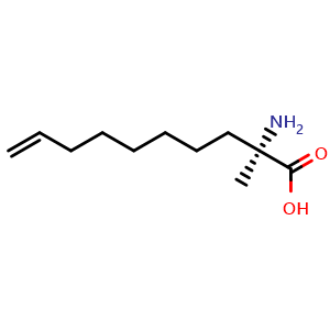 Chemical structure of (R)-2-Amino-2-methyldec-9-enoic acid , CAS 1195967-46-4, AChemBlock W160224
