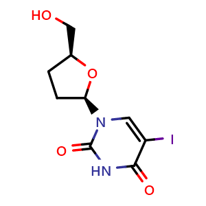 Chemical structure of 2',3'-Dideoxy-5-iodouridine , CAS 105784-83-6, AChemBlock W160234