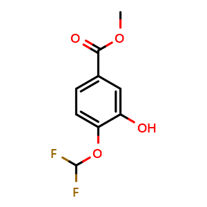 Chemical structure of Methyl 4-(difluoromethoxy)-3-hydroxybenzoate , CAS 1159429-52-3, AChemBlock W160248