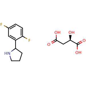 Chemical structure of 2-(2,5-Difluorophenyl)pyrrolidine (R)-2-hydroxysuccinate , CAS 1919868-77-1, AChemBlock W160249